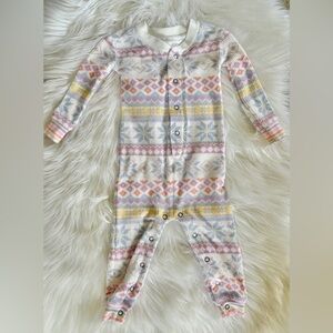 PJ Salvage Infant Romper Pajamas Pastel Fair Isle 3-6 months